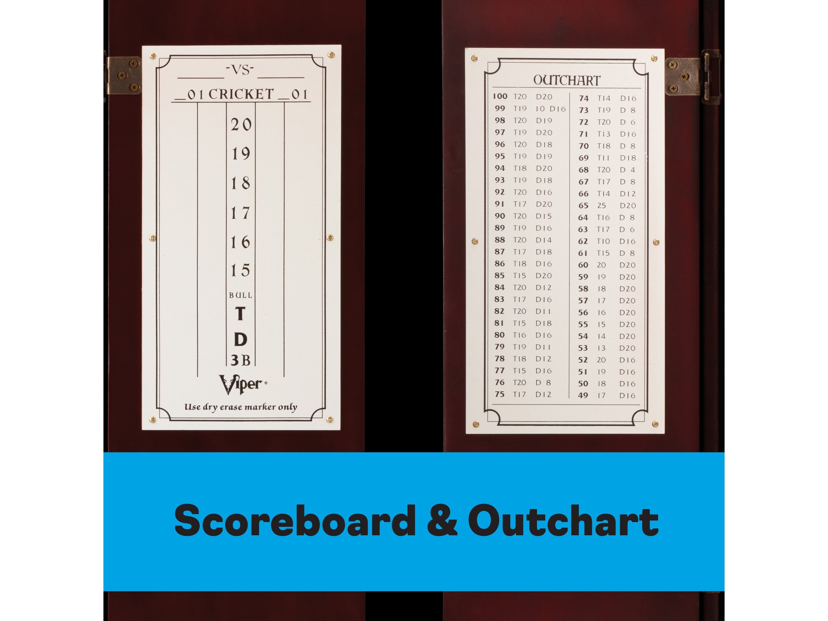 Viper Metropolitan Mahogany Steel Tip Dartboard Cabinet - HomeFitPlay