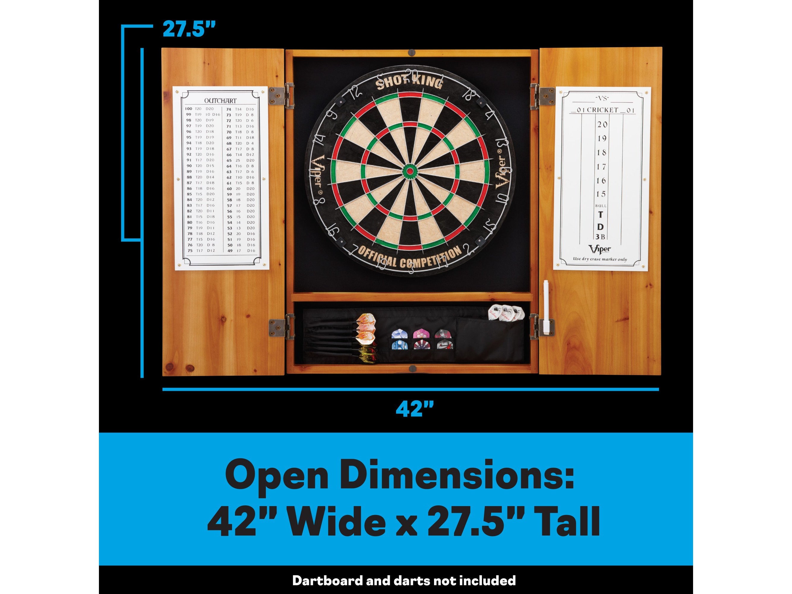 Viper Metropolitan Oak Steel Tip Dartboard Cabinet - HomeFitPlay