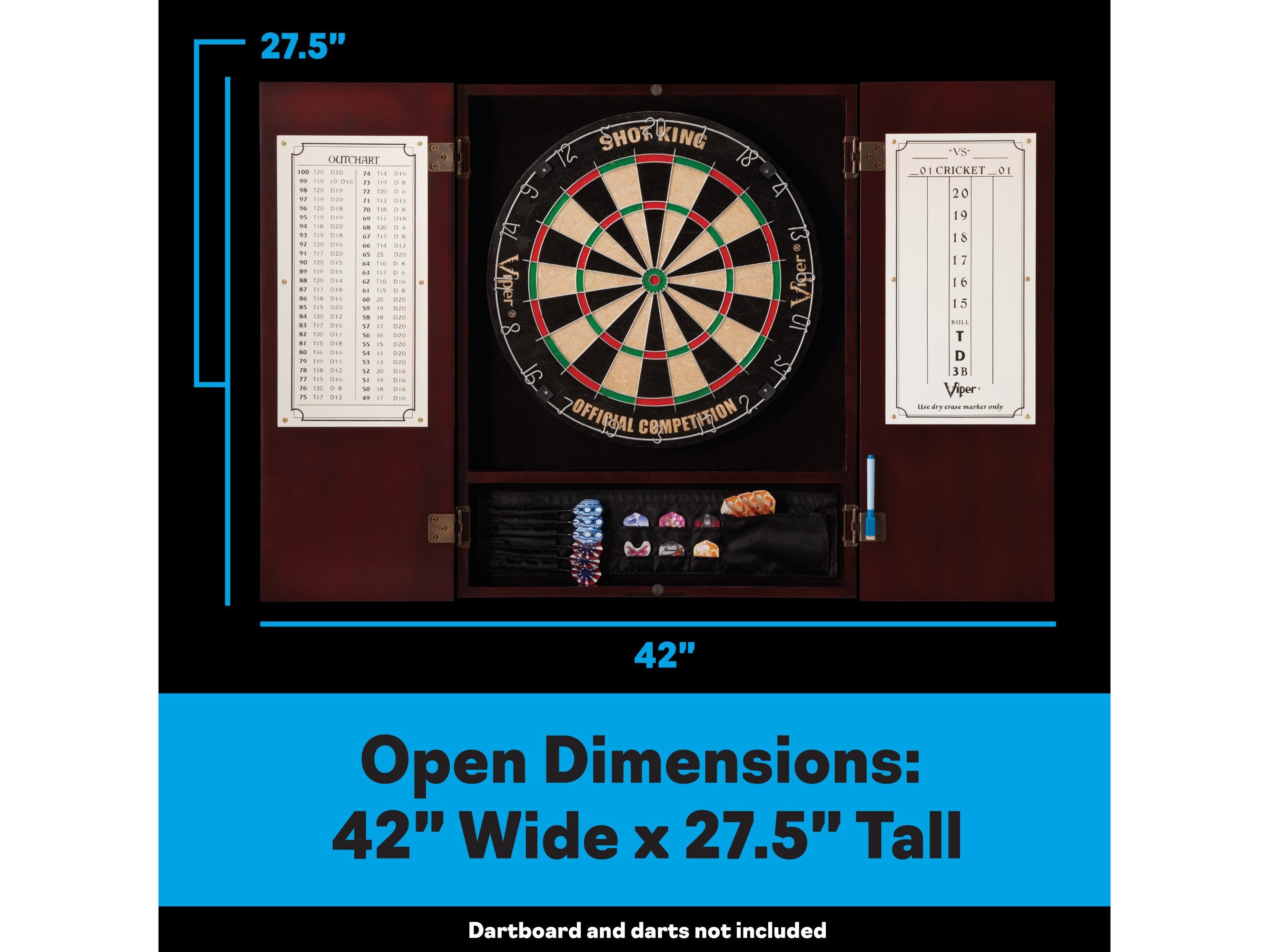 Viper Metropolitan Mahogany Steel Tip Dartboard Cabinet - HomeFitPlay