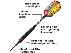Viper Jaguar 80% Tungsten Soft Tip Darts 2 Knurled Rings 18 Grams 