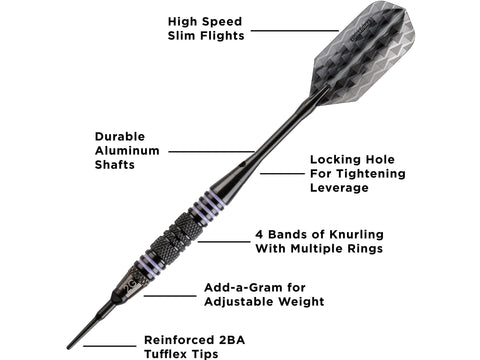 Image of Viper Bobcat Adjustable Soft Tip Darts Purple Rings 16-19 Grams - HomeFitPlay