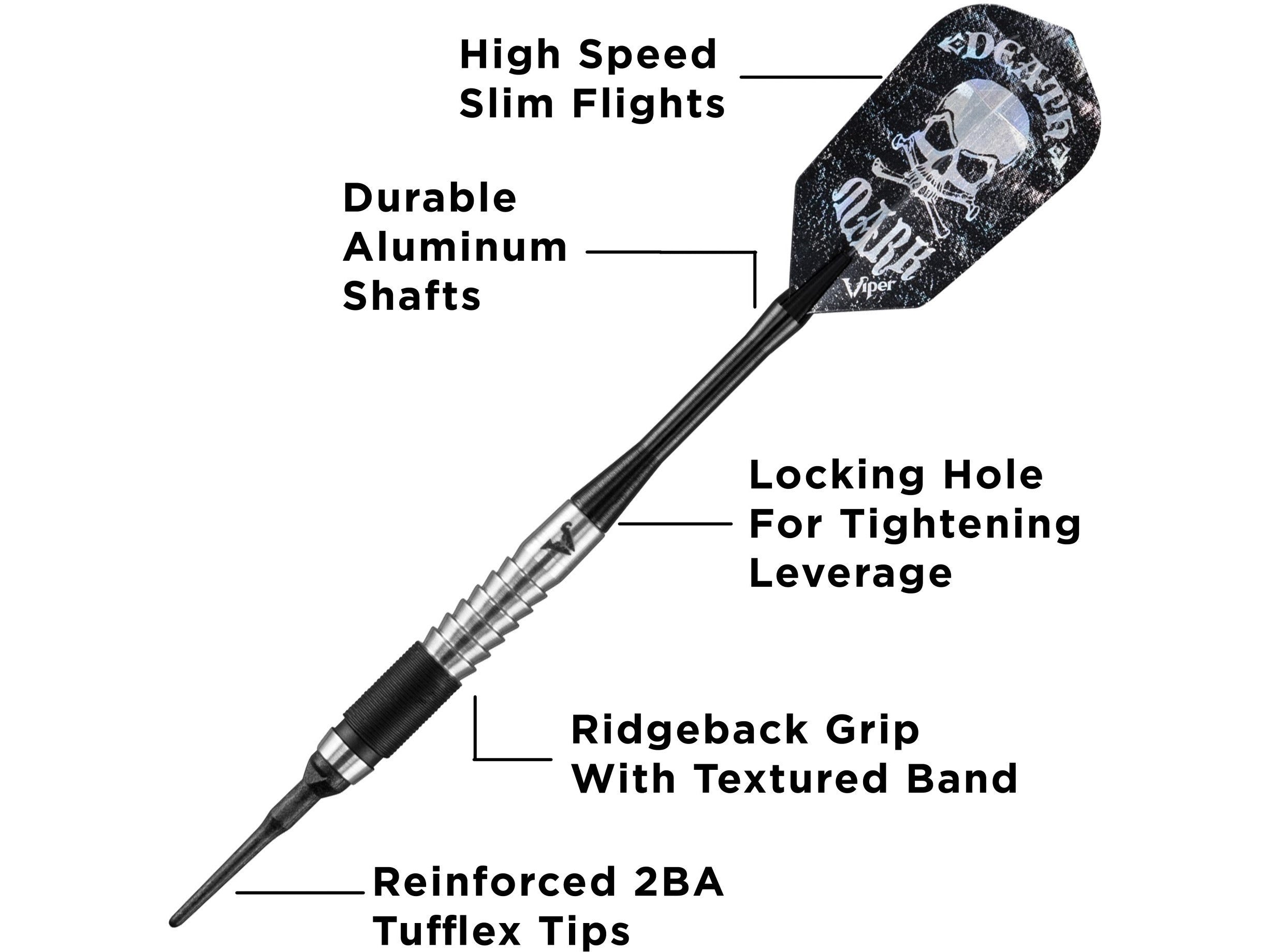 Viper Desperado 80% Tungsten Death Mark Soft Tip Darts 1 Knurled Ring 18 Grams - HomeFitPlay