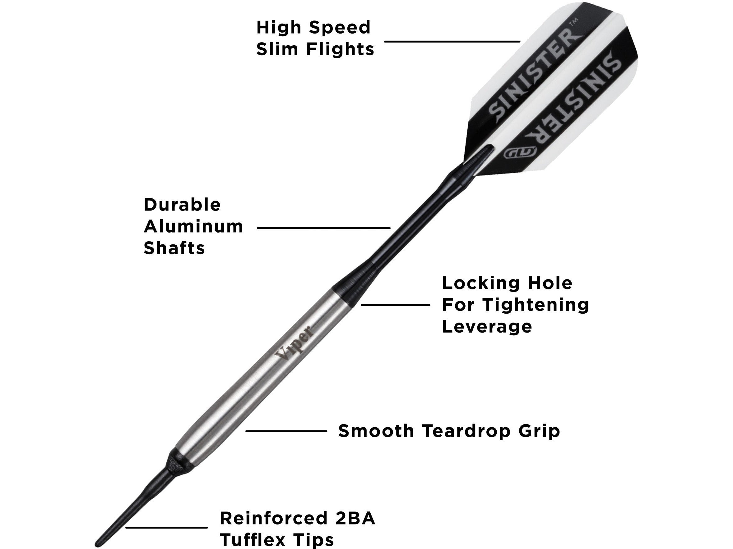 Viper Sinister 95% Tungsten Soft Tip Darts Smooth Barrel 16 Grams - HomeFitPlay