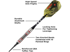 Viper Ranger 80% Tungsten Soft Tip Darts Red Rings 18 Grams 