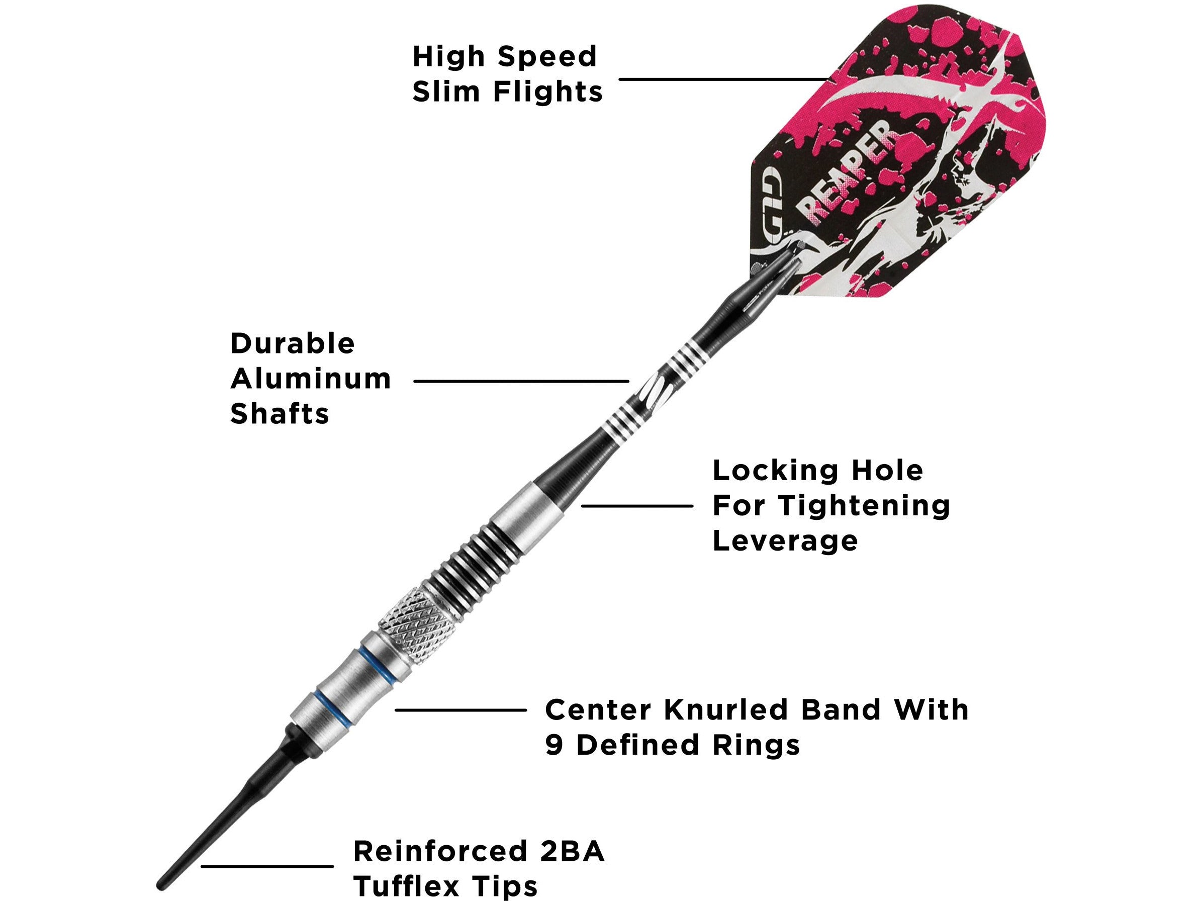 Viper Grim Reaper 80% Tungsten Soft Tip Darts Blue Rings - HomeFitPlay