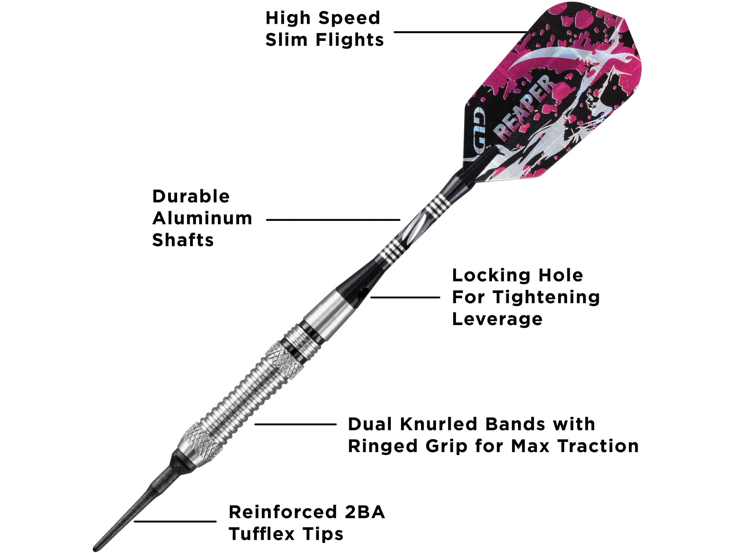 Viper Grim Reaper 80% Tungsten Soft Tip Darts Grooved Barrel 18 Grams - HomeFitPlay