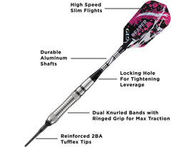 Viper Grim Reaper 80% Tungsten Soft Tip Darts Grooved Barrel 18 Grams 